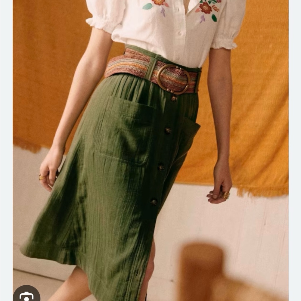 Sezane A-Line Skirt in Olive Green
